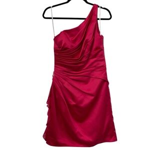 SORELLA VITA One-Shoulder Fuchsia  Satin Cocktail Dress